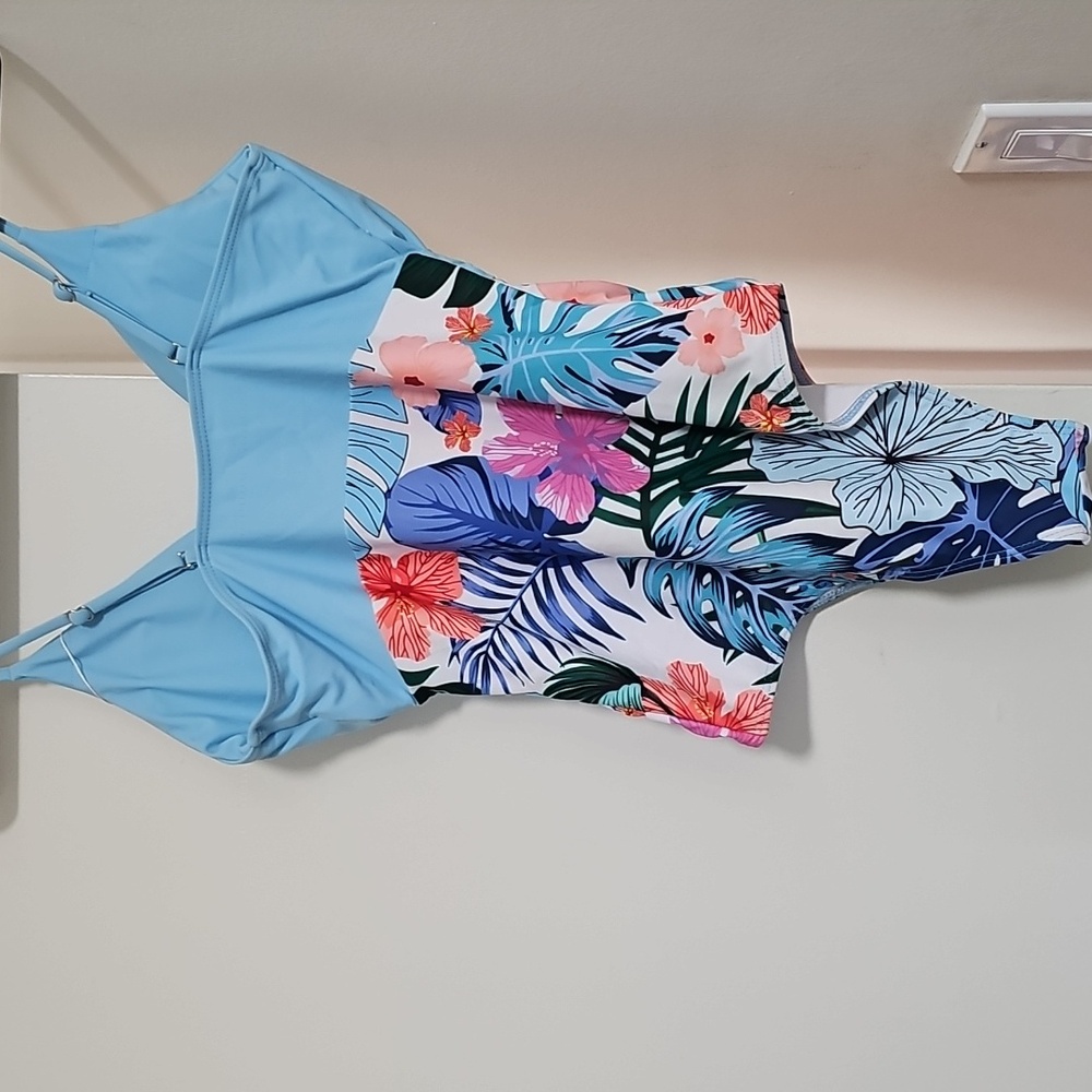 NWT Binlowis V-Neck Push-Up One-Piece Floral Leaf Swimsuit Small - Picture 6 of 8